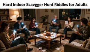 hard indoor scavenger hunt riddles for adults